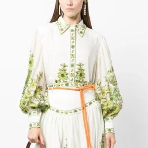 NWT Alemais
Wallis Printed Linen ButtonFront Blouse
Myrtle